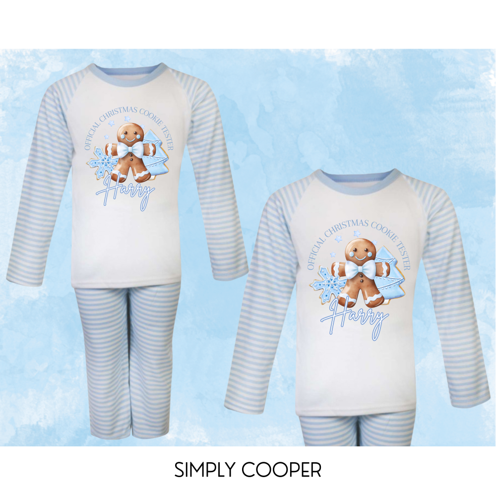 Official Christmas Cookie Tester Personalised Pyjamas Blue