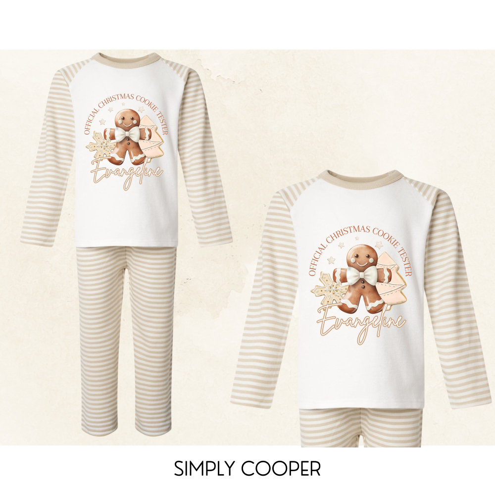 Official Christmas Cookie Tester Personalised Pyjamas Natural