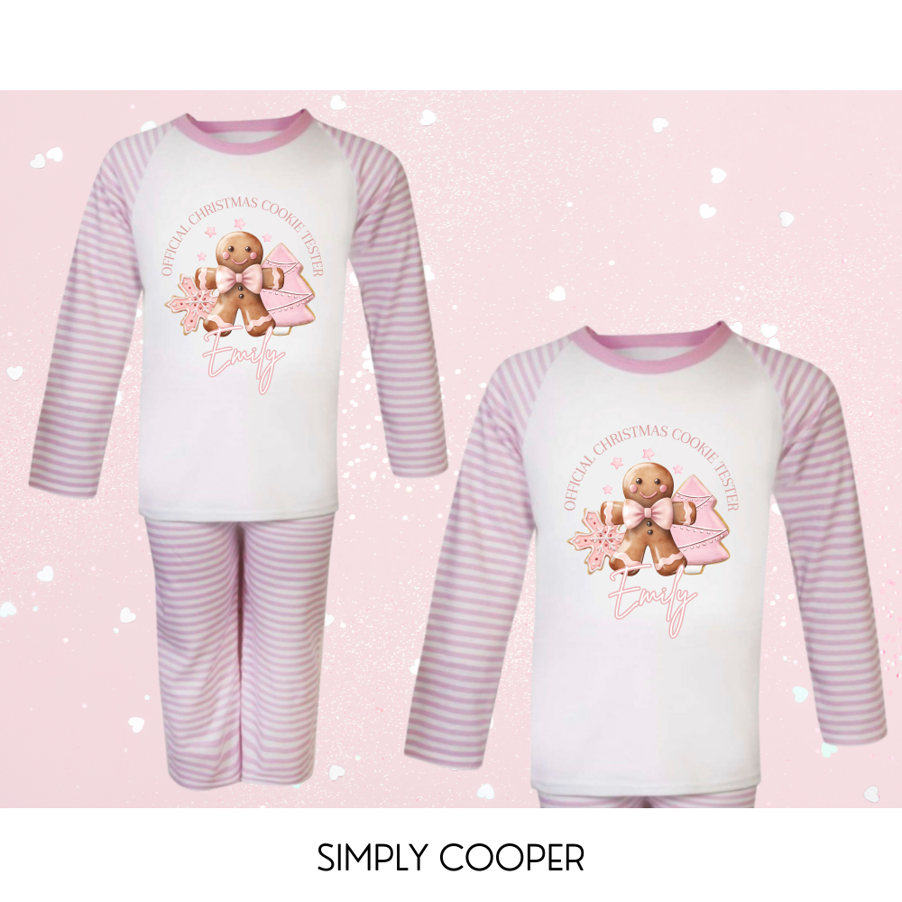 Official Christmas Cookie Tester Personalised Pyjamas Pink
