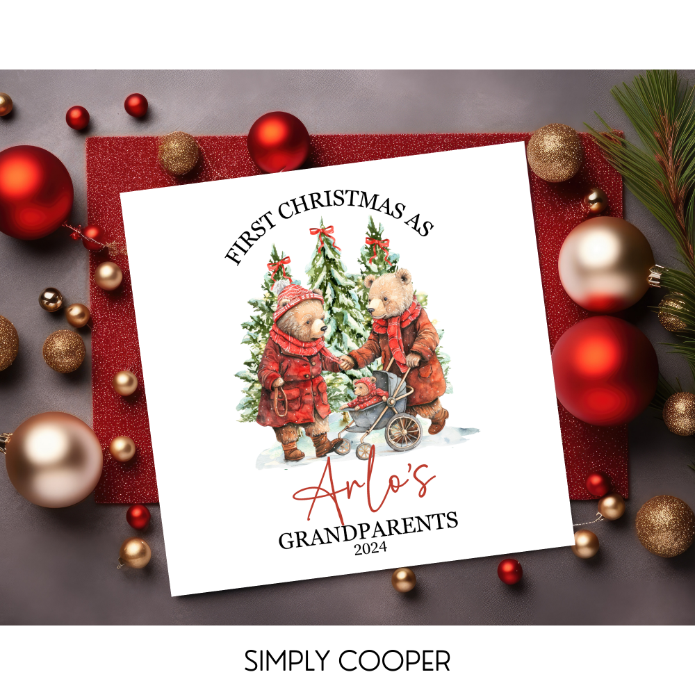 FIRST CHRISTMAS AS MY GRANDPARENTS PERSONALISED CHRISTMAS CARD