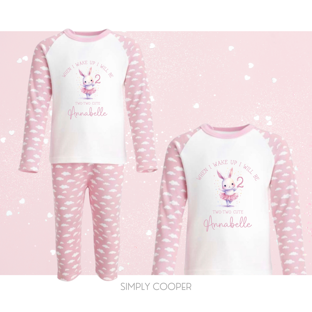 TWO-TWO CUTE BALLERINA BUNNY PYJAMAS