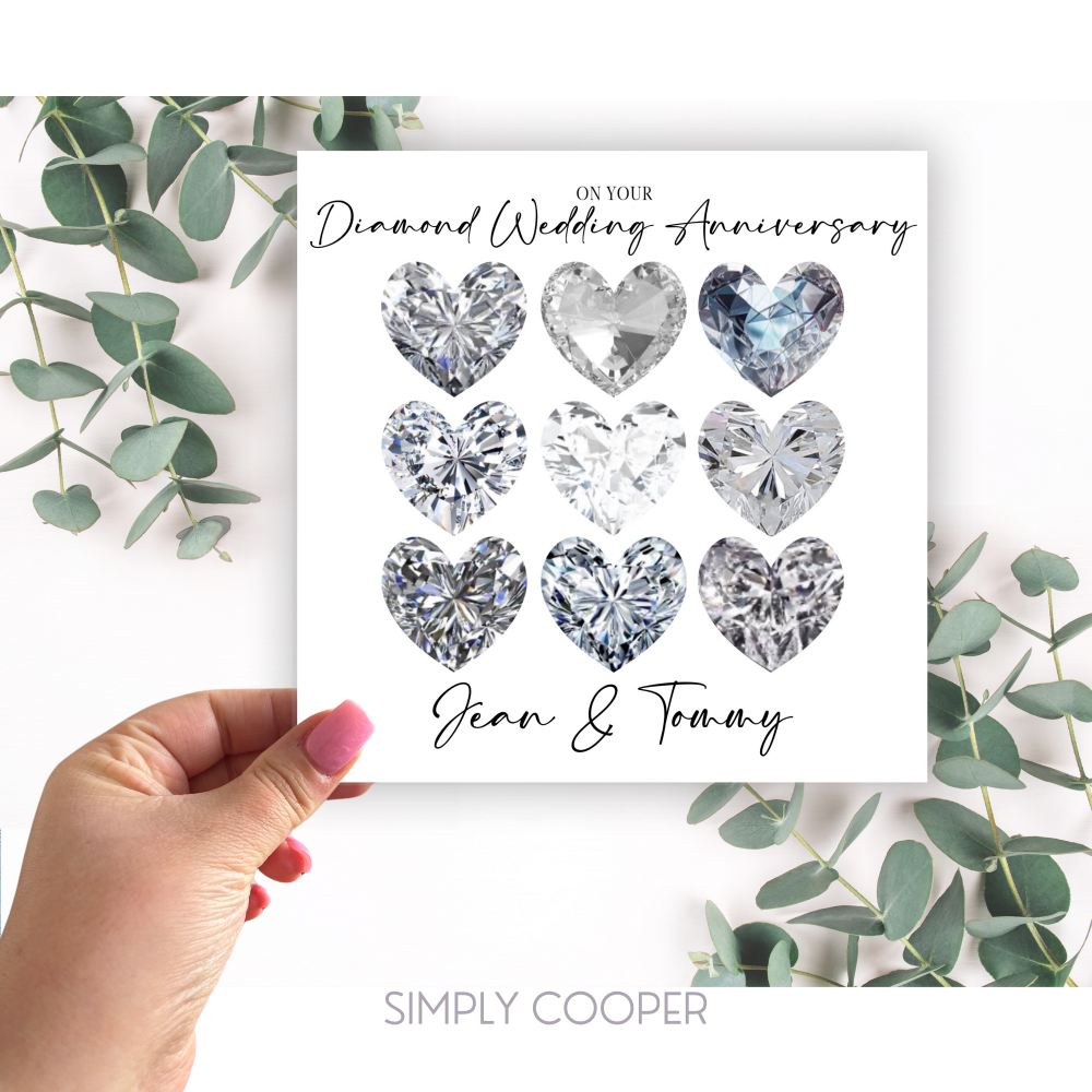Diamond Wedding Anniversary Personalised Card