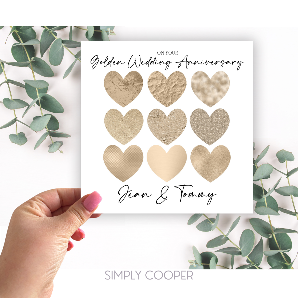 Golden Wedding Anniversary Personalised Card