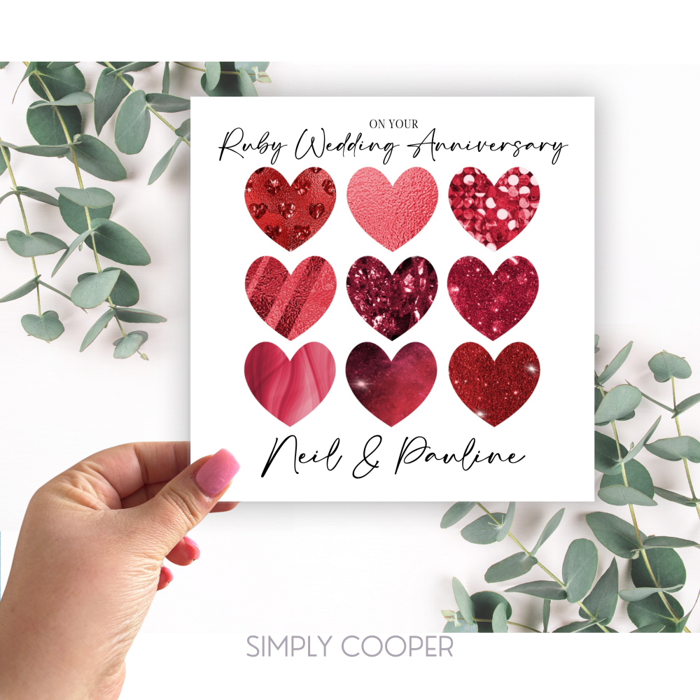 Ruby Wedding Anniversary Personalised Card
