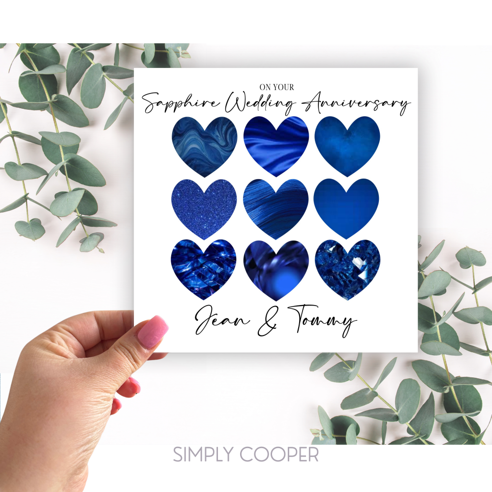 Sapphire Anniversary Personalised Card