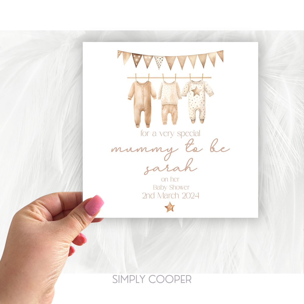 NEUTRAL CLOTHING BABY SHOWER CARD