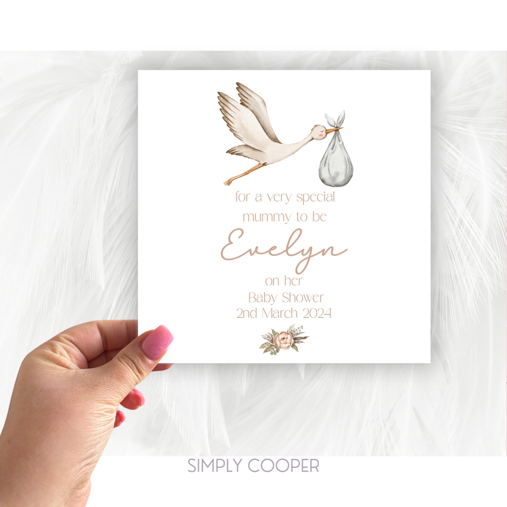 NEUTRAL STORK BABY SHOWER CARD