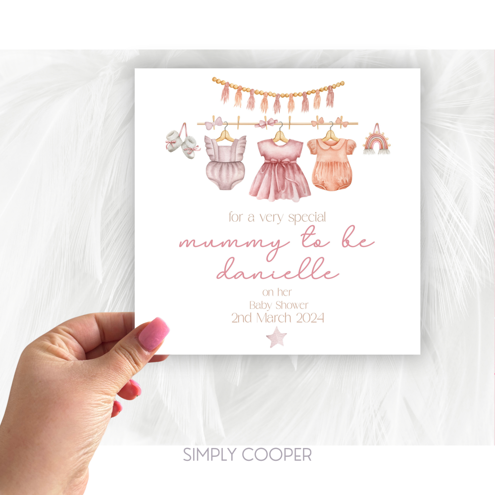 PINK CLOTHES BABY SHOWER CARD