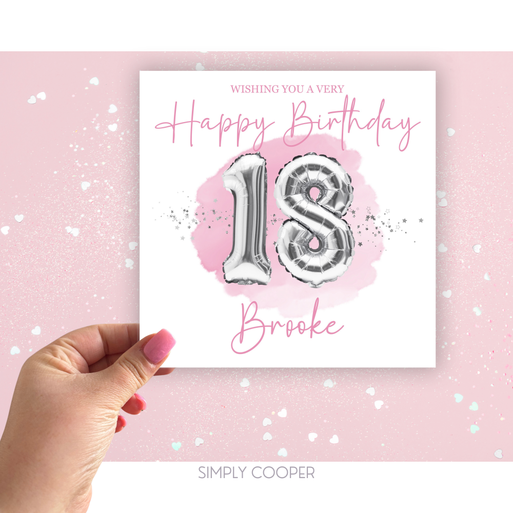 Happy 18th Birthday Card - Pink
