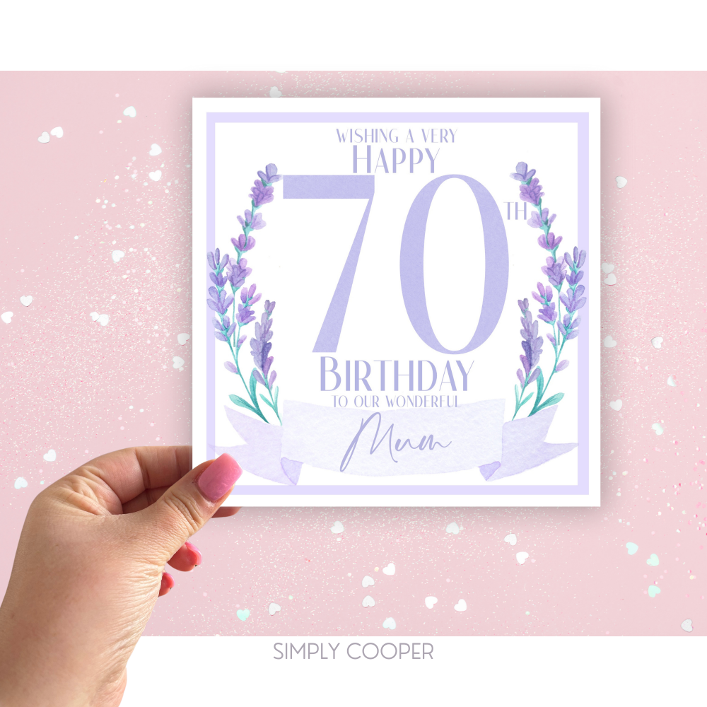 Lavender Personalised Birthday Card // 60 // 70 // 80 // 90