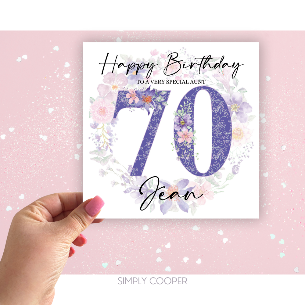 Floral Personalised Birthday Card // 60 // 70 // 80 // 90
