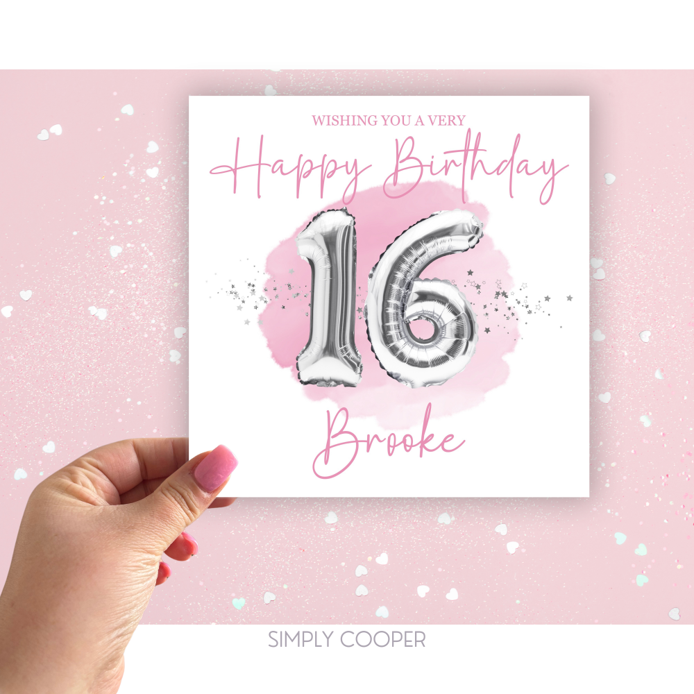 Happy 16th Birthday Card - Pink