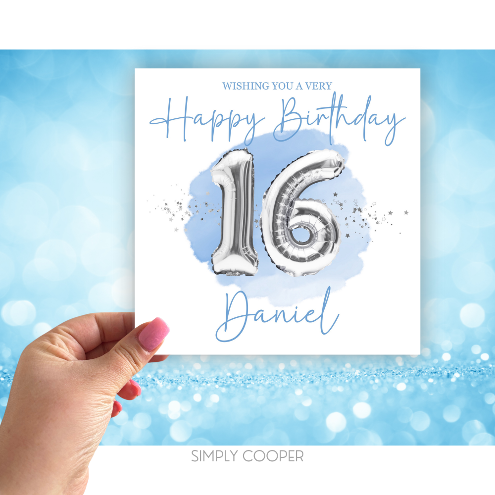 Happy 16th Birthday Card - Blue