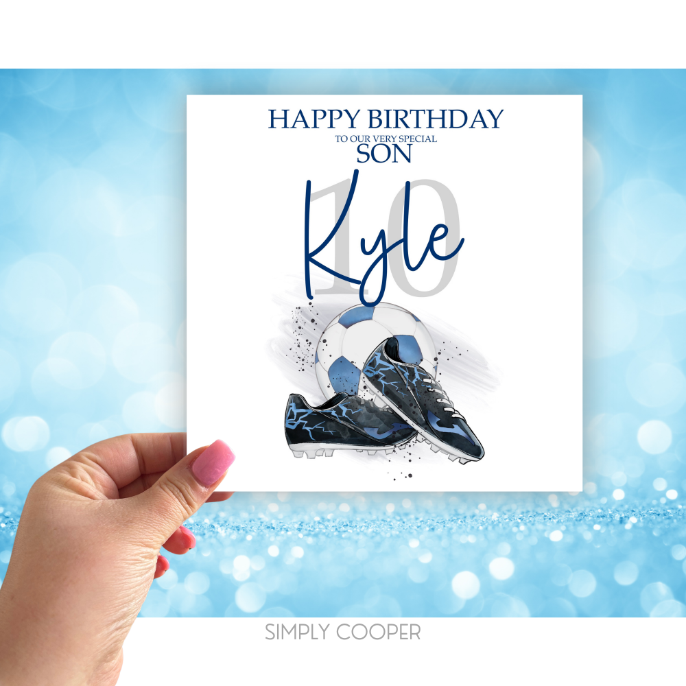 Blue Football Birthday Card