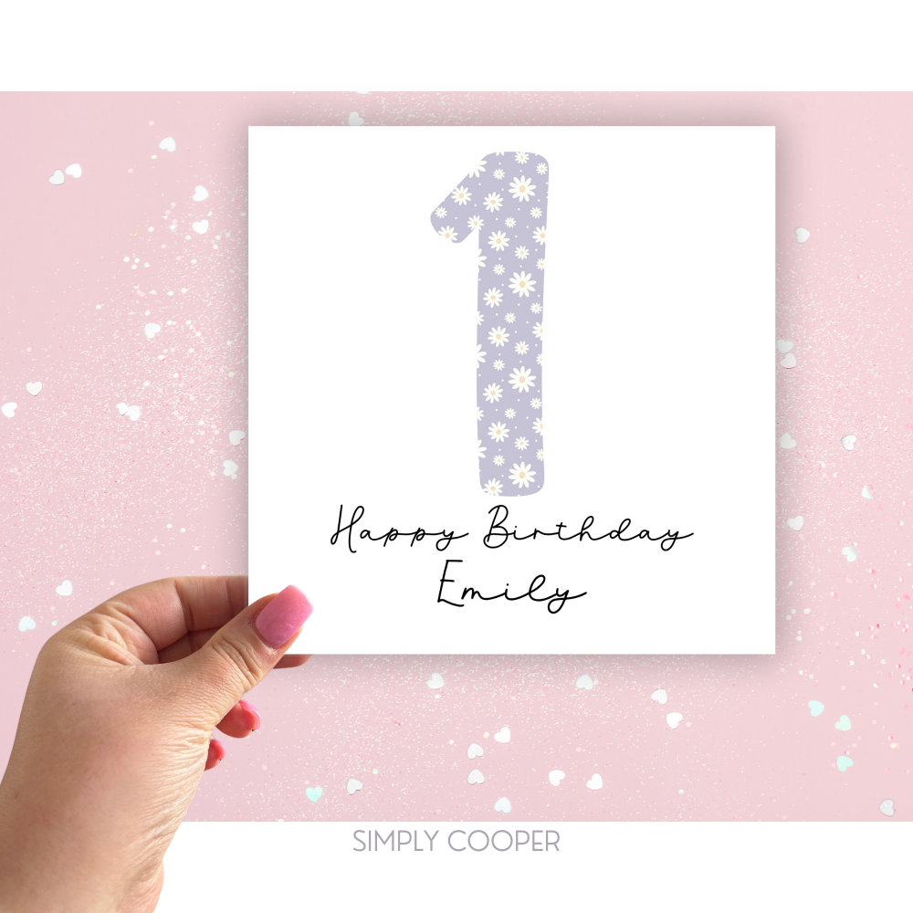 Ditsy Daisy Lilac Age Birthday Card