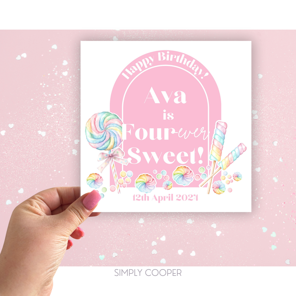 Four-ever Sweet Personalised Birthday Card