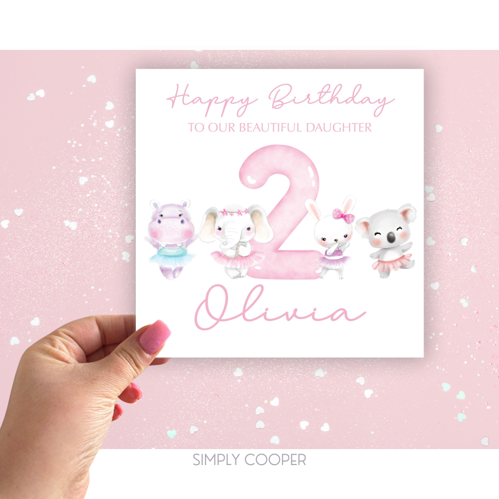 Girls Age Birthday Card 1/2/3/4/5/6