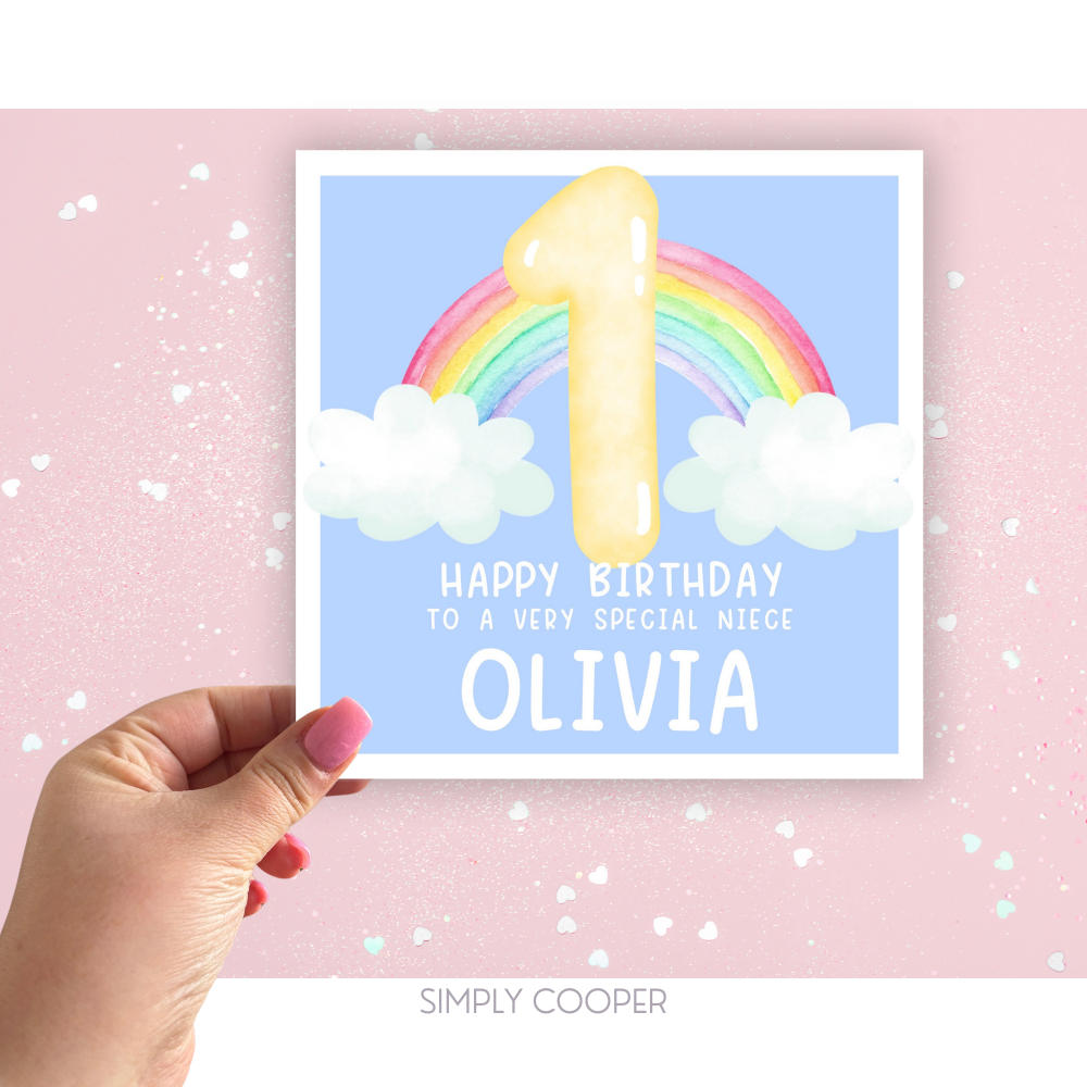 Girls Rainbow Age Birthday Card