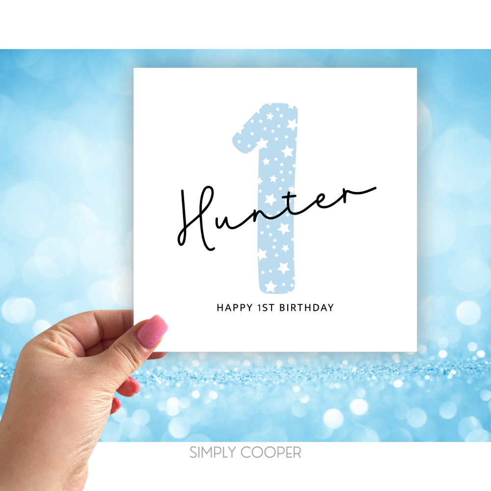 First Birthday Personalised Star Card