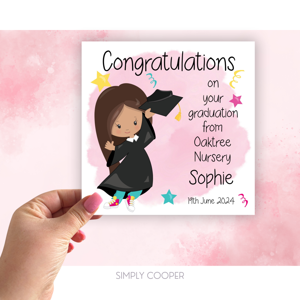 NURSERY / PRE-SCHOOL GRADUATION CARD - PINK