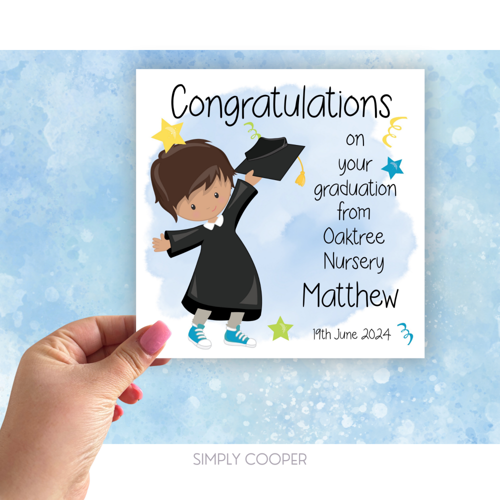 NURSERY / PRE-SCHOOL GRADUATION CARD - BLUE