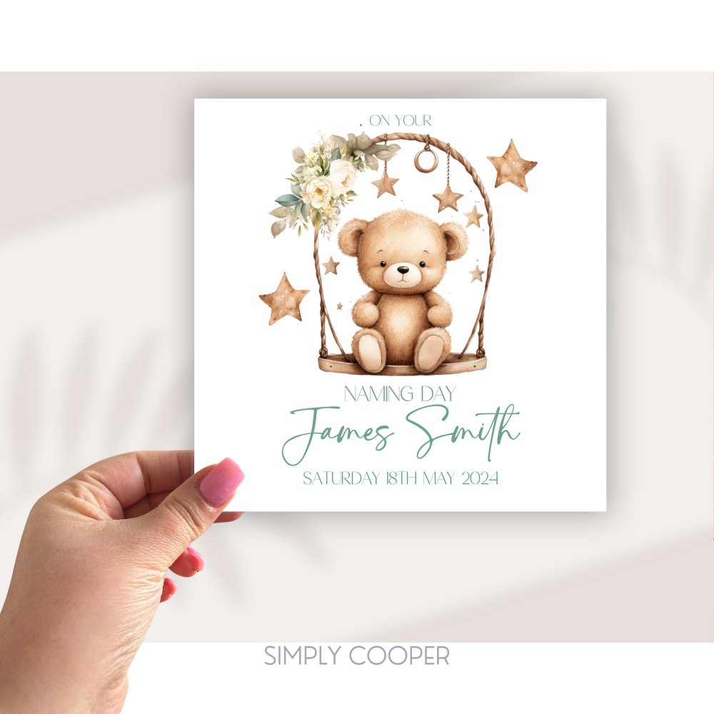 TEDDY NAMING DAY CARD