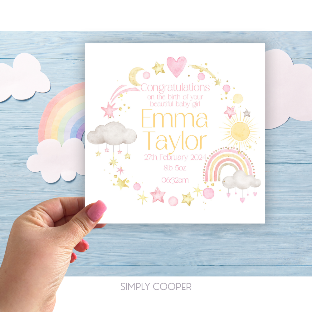 NEW BABY GIRL CELEBRATION CARD