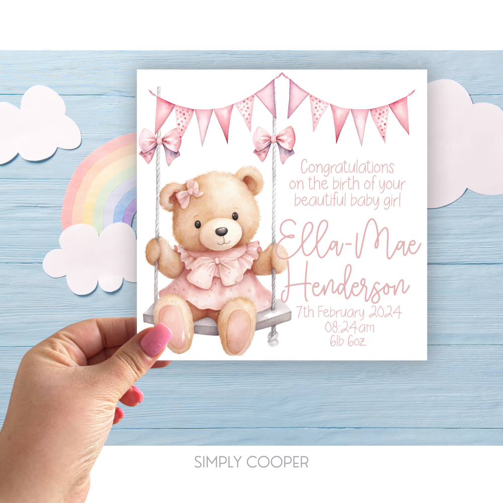 NEW BABY GIRL CELEBRATION CARD
