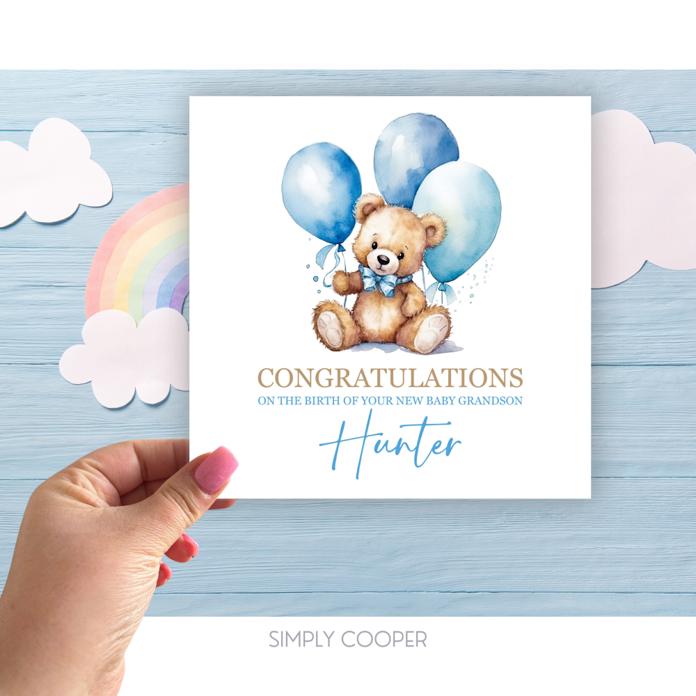 NEW BABY SON / GRANDSON CELEBRATION CARD