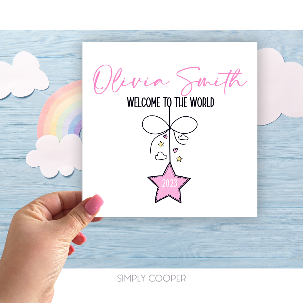 WELCOME TO THE WORLD CELEBRATION CARD - PINK