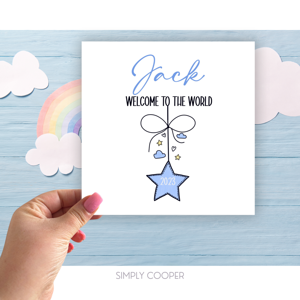 WELCOME TO THE WORLD CELEBRATION CARD - BLUE