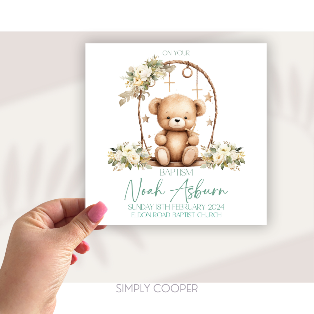 TEDDYBEAR BAPTISM CARD
