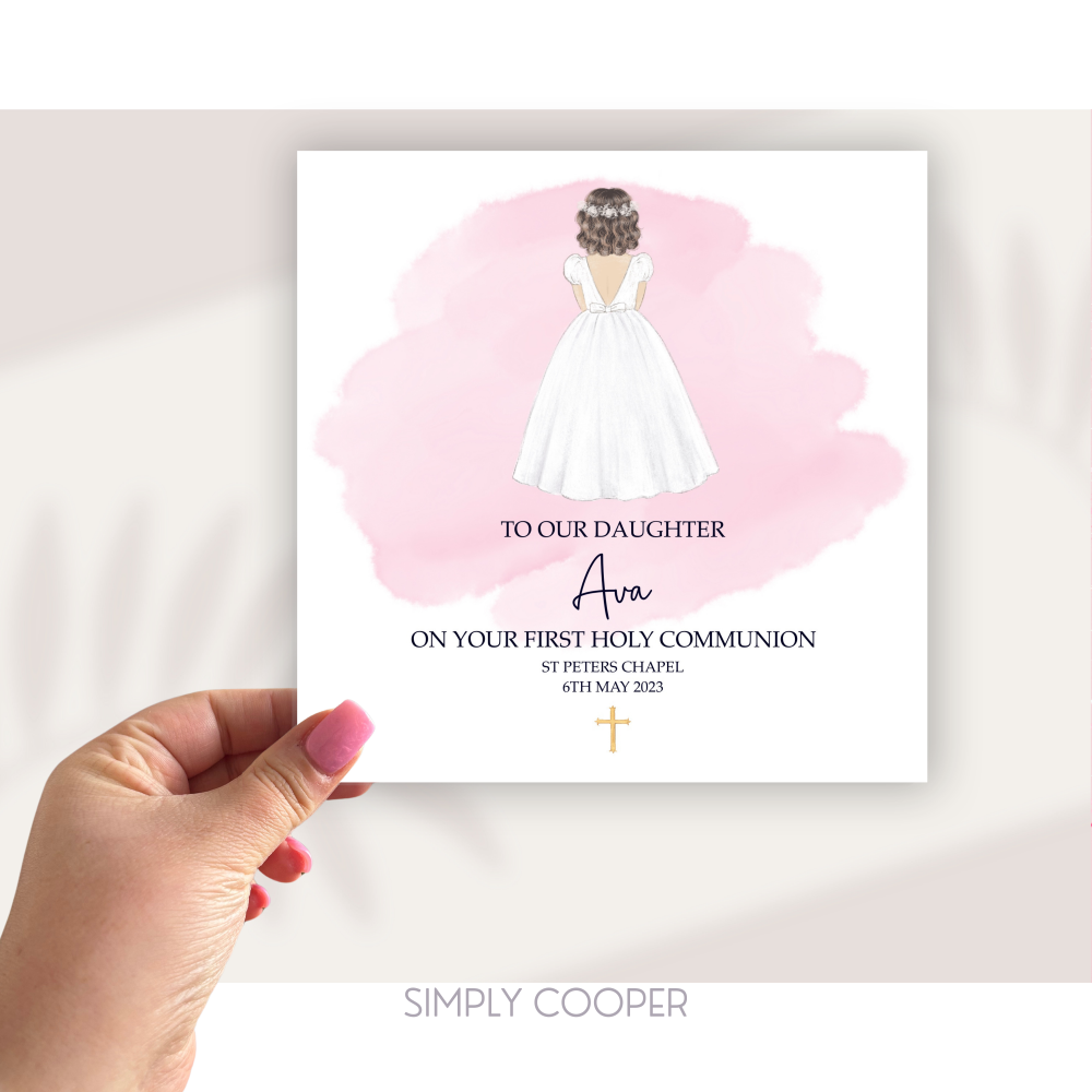 GIRLS FIRST HOLY COMMUNION CARD
