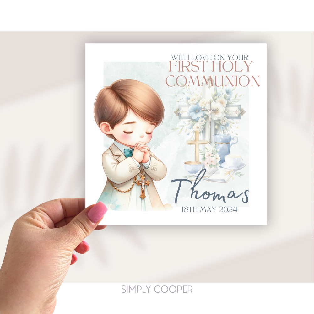 FIRST HOLY COMMUNION CARD - BLUE
