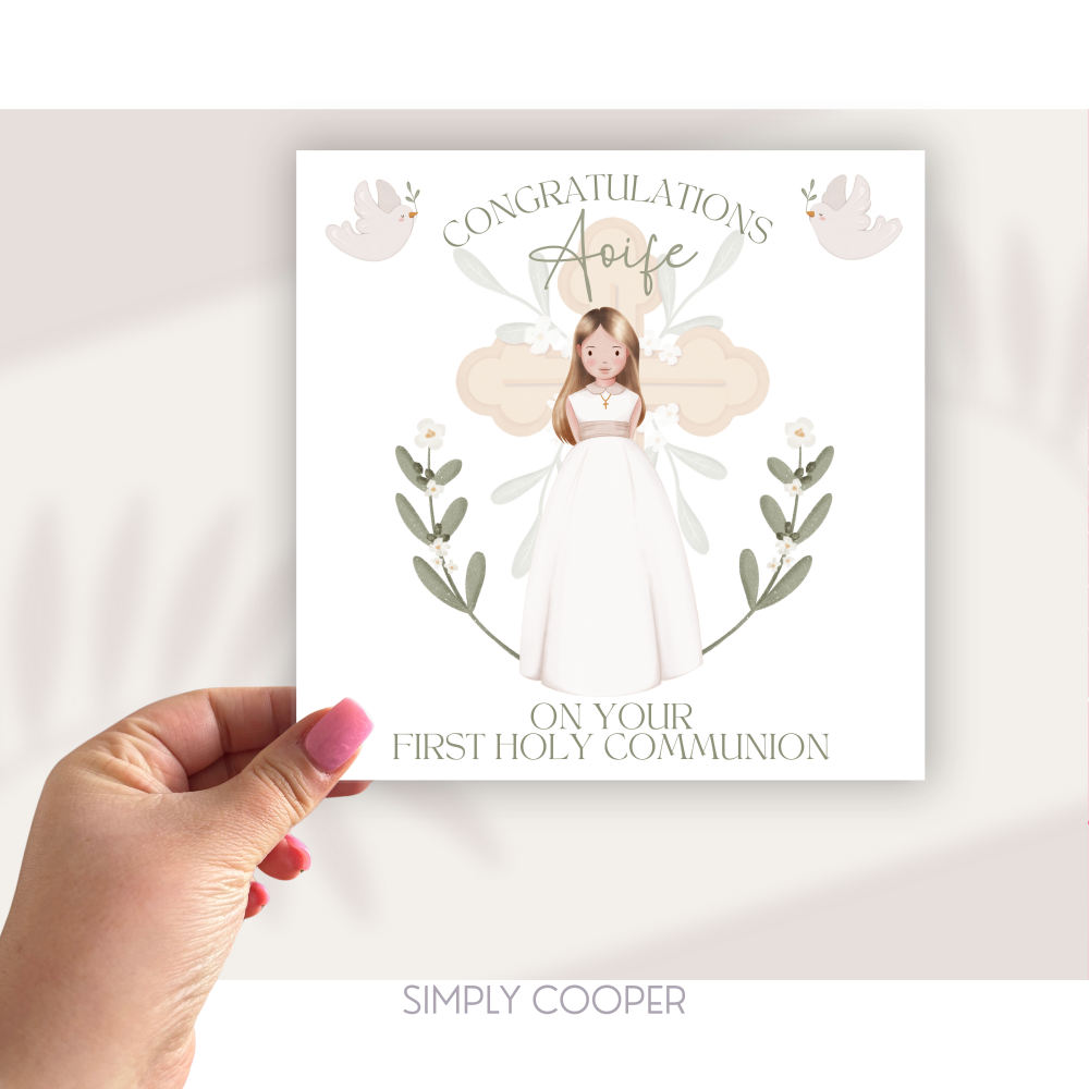 GIRLS FIRST HOLY COMMUNION CARD