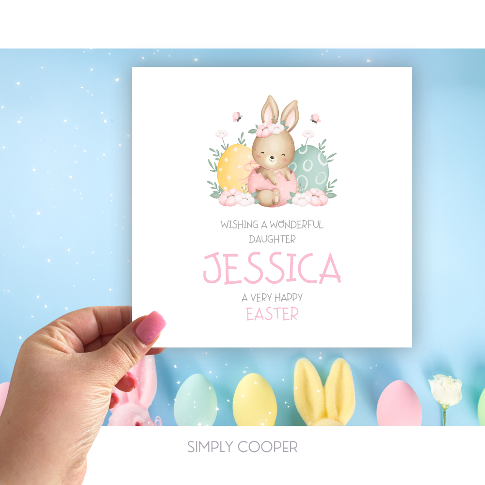CUTE HAPPY EASTER BUNNY CARD