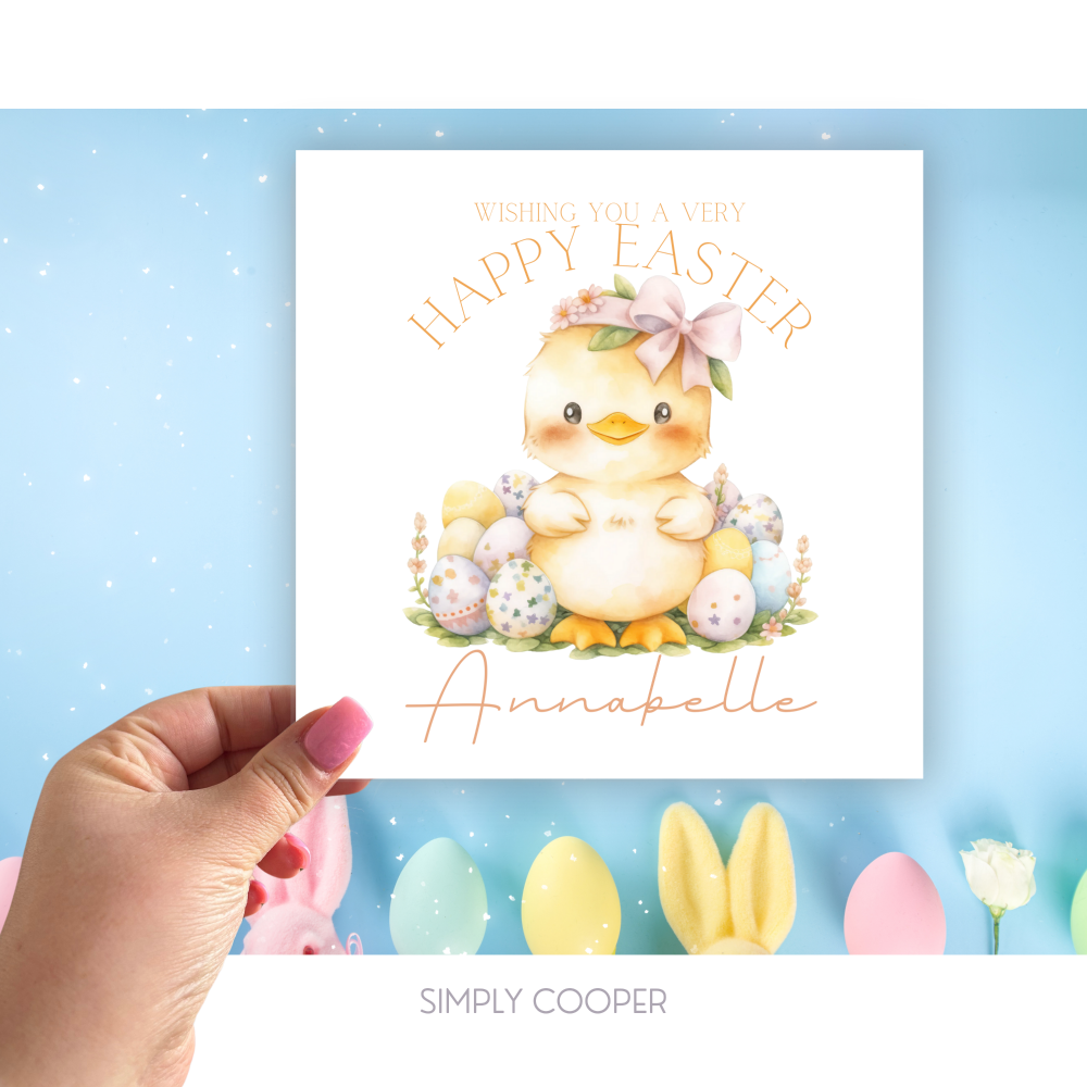 FLORAL CHICK HAPPY EASTER CARD