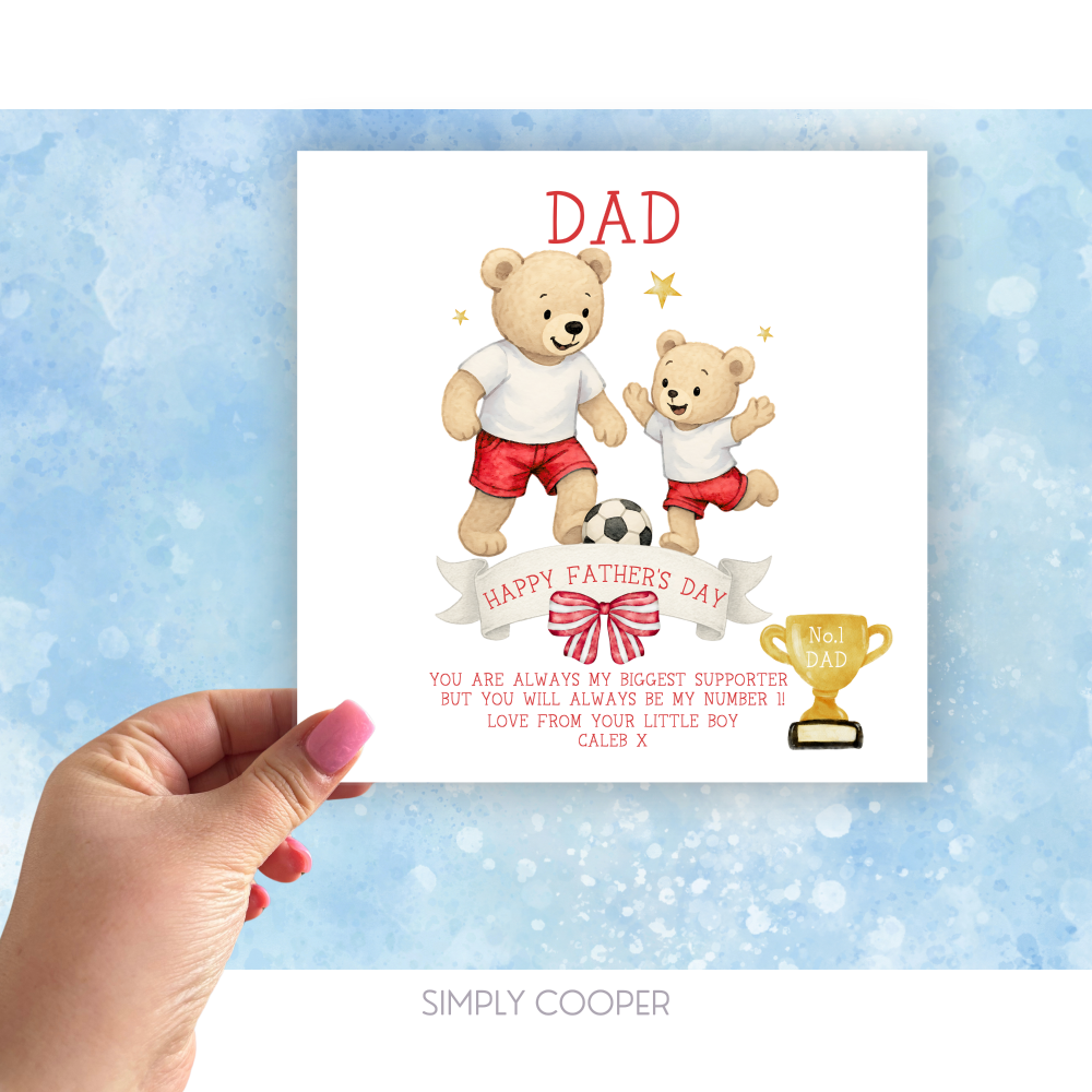 No.1 Dad Fathers Day Card ~ 6 Colours to choose from.