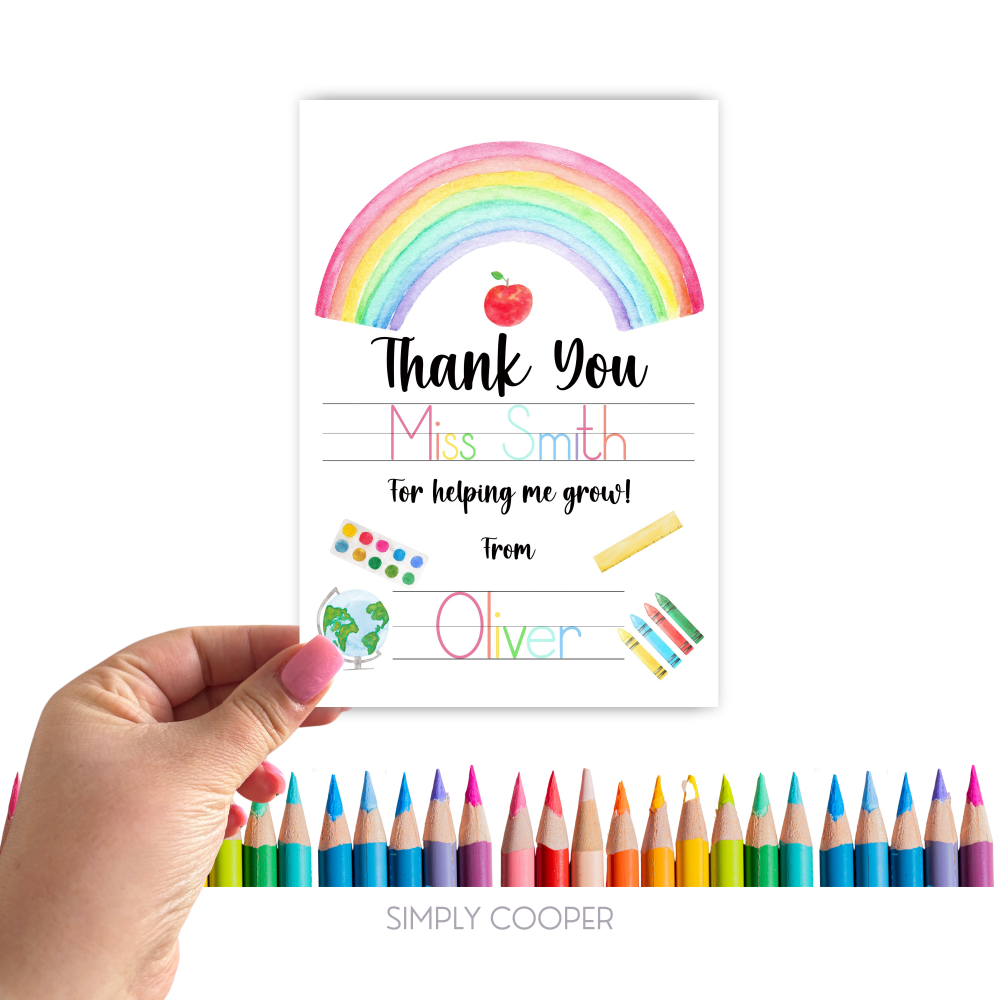 Thank You For Helping Me Grow Card // Personalised // Teacher