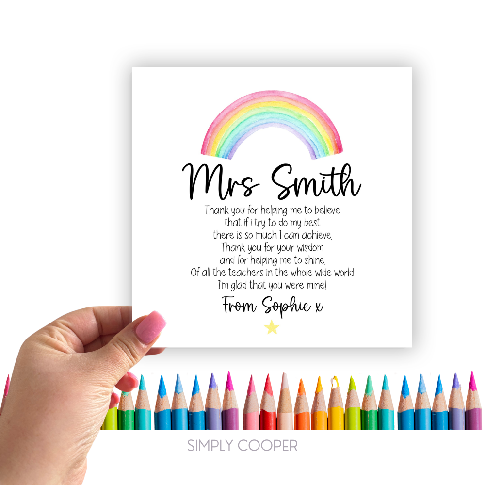 Thank You For Helping Me Grow Card // Personalised // Teacher