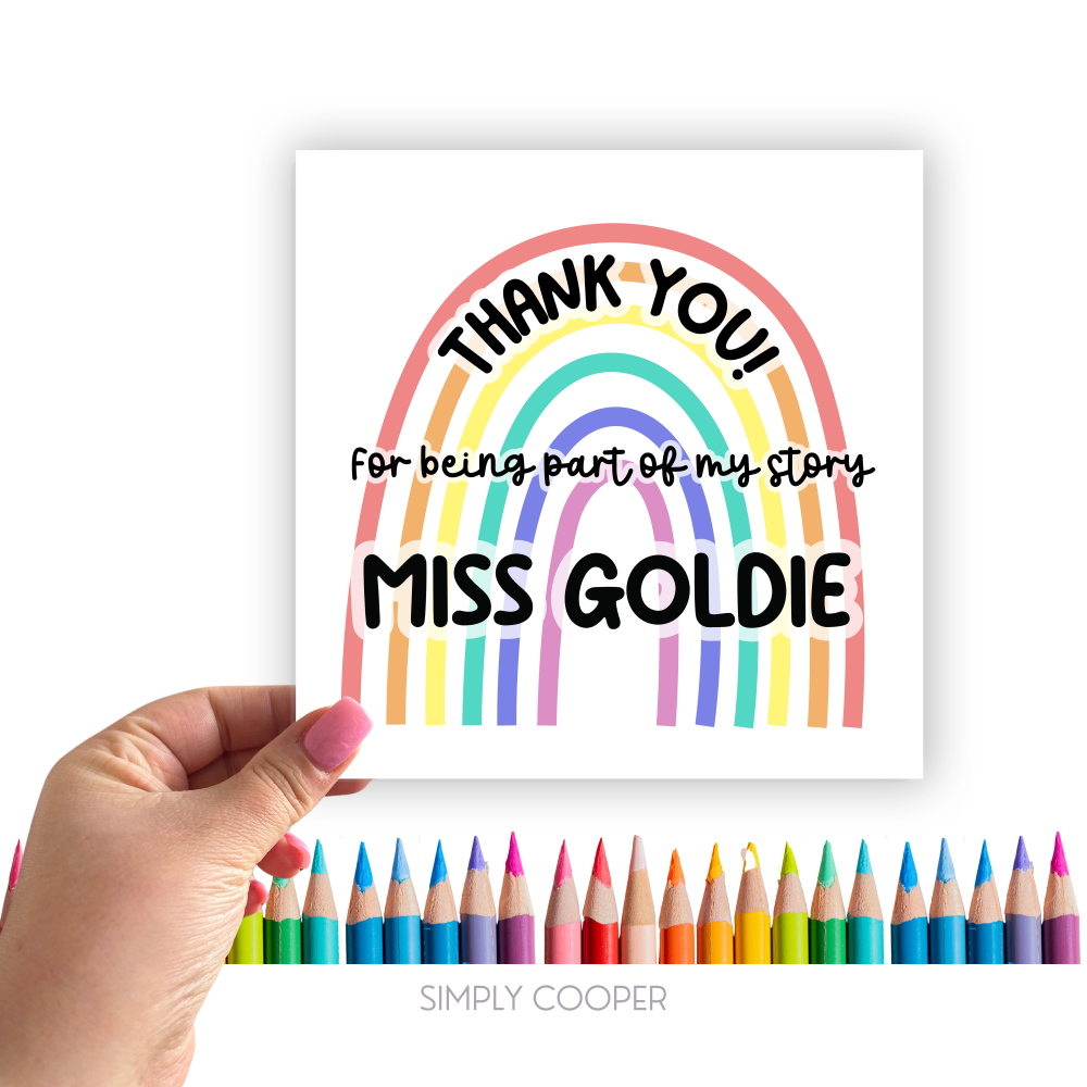 Thank You For Being A Part Of My Story Card // Personalised // Teacher