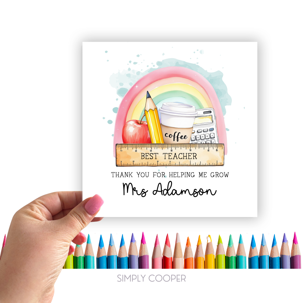Thank You For Helping Me Grow Card // Personalised // Teacher