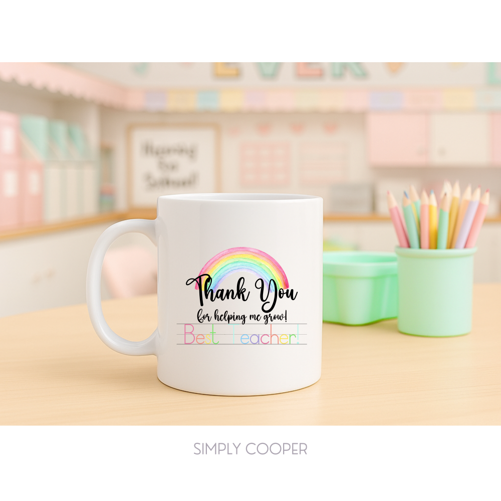 Thank You For Helping Me Grow Personalised Teacher Mug