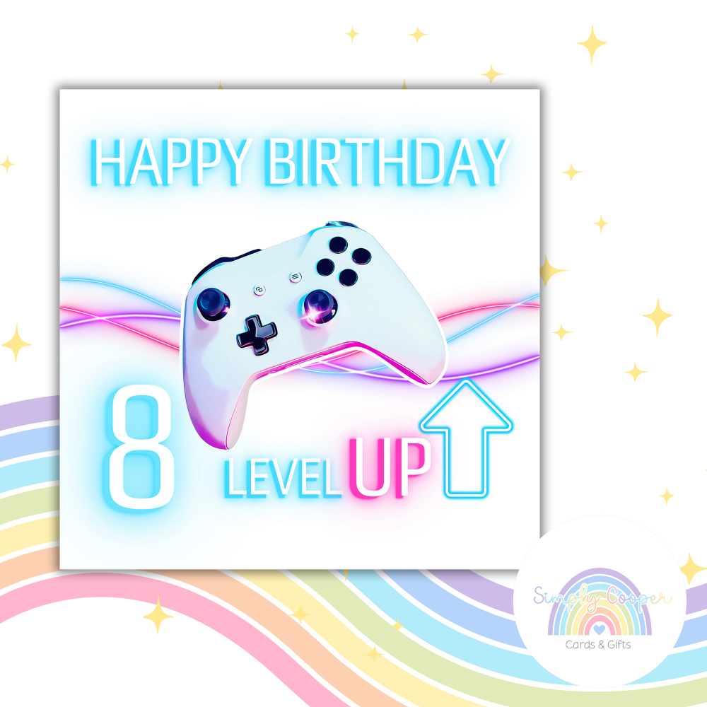 NEON GAMING AGE BIRTHDAY CARD | GREETINGS CARD