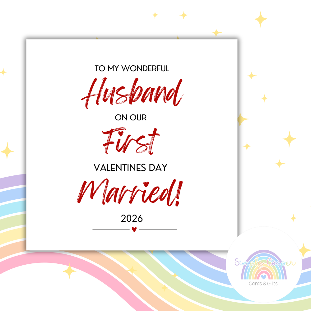 First Valentine&rsquo;s Day Married Card | Husband Valentine Card | Newlywed Valentine Gift 2026