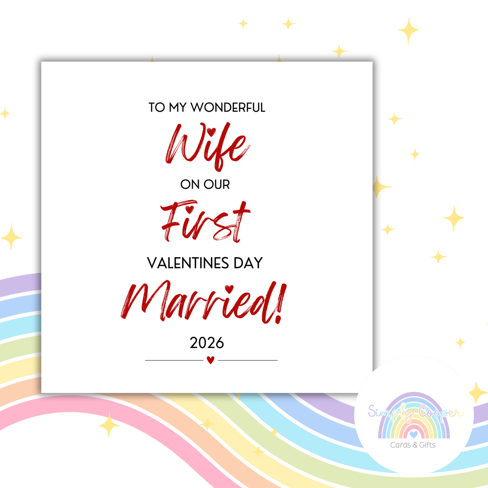 First Valentine&rsquo;s Day Married Card | Wife Valentine Card | Newlywed Valentine Gift 2026