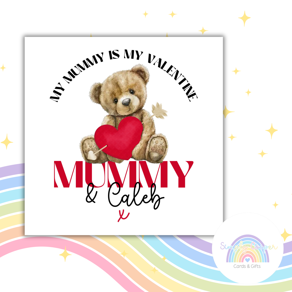Personalised First Valentine Card for Parents | Mummy Valentine&rsquo;s Day Card | From Child | Custom Name Card