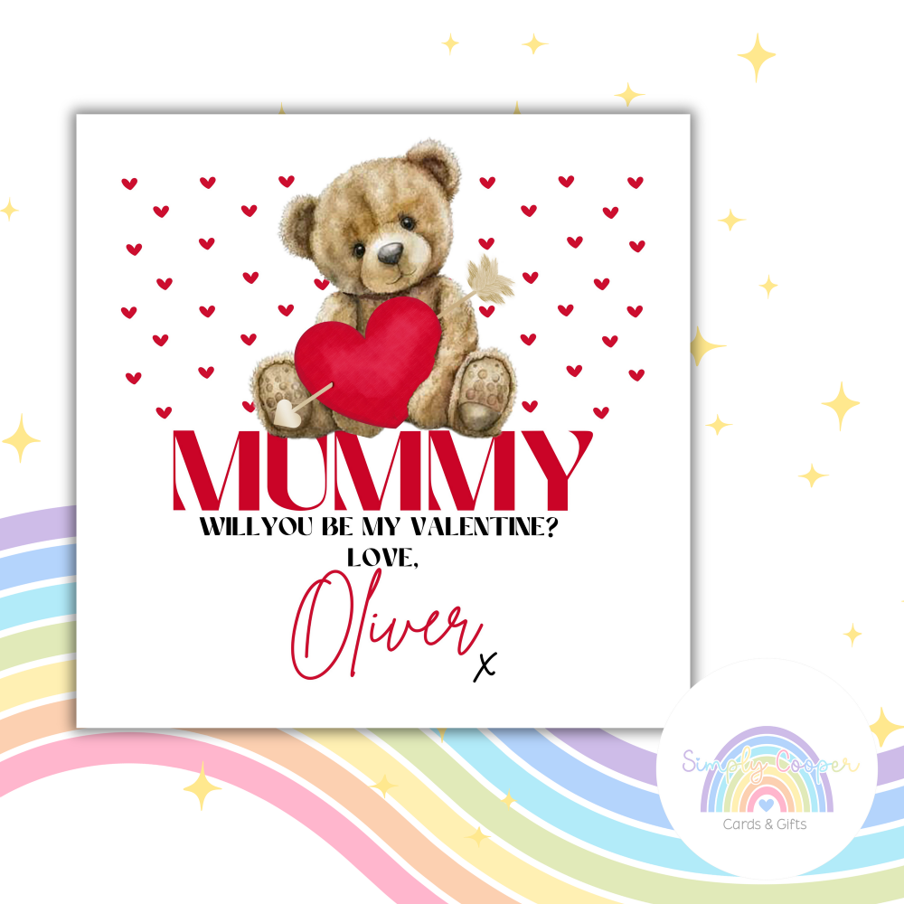 Personalised First Valentine Card for Parents | Mummy Valentine&rsquo;s Day Card | From Child | Custom Name Card