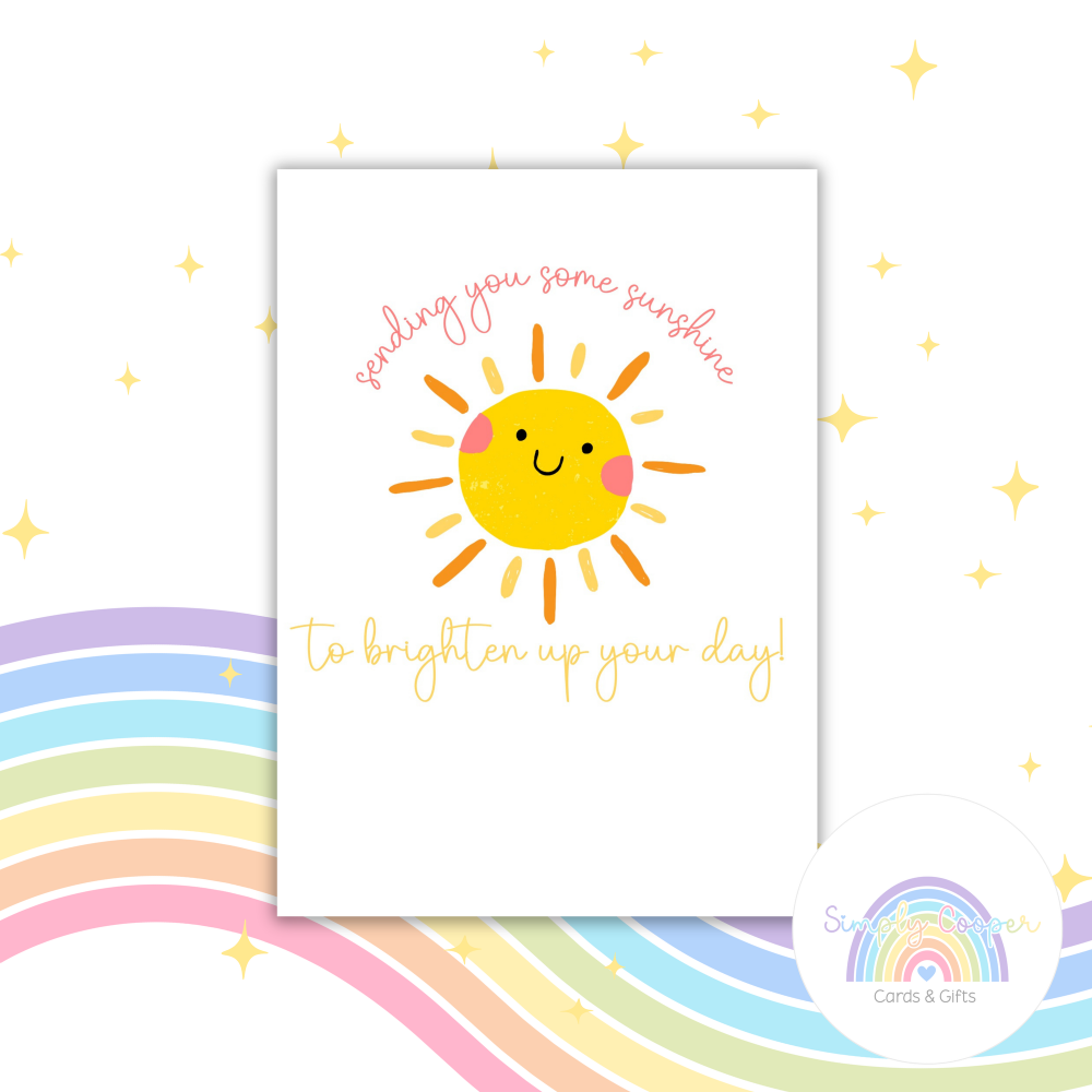 Sending You Some Sunshine A6 Greeting Card | Blank Inside | Cute Pastel Card | Any Occasion Note Card | Handmade Card
