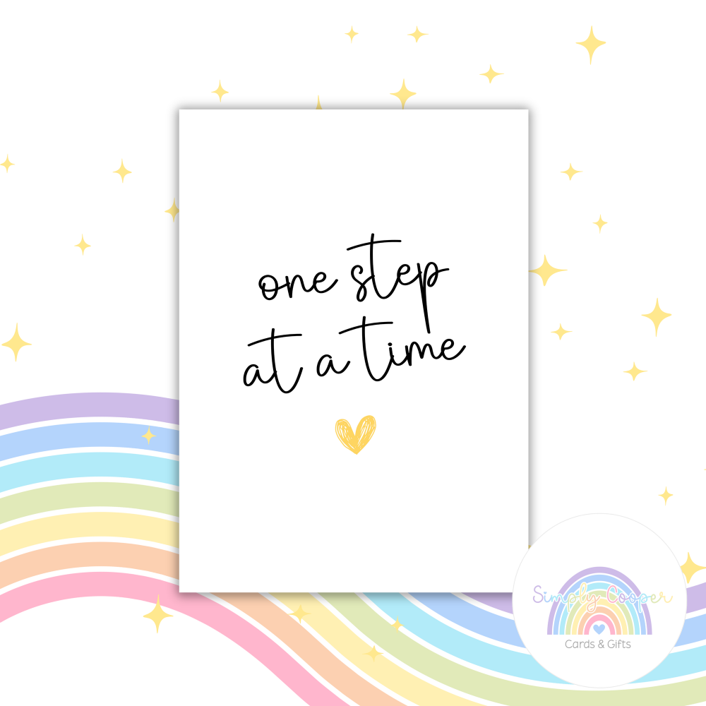 One Step at a Time A6 Greeting Card | Blank Inside | Cute Pastel Card | Any Occasion Note Card | Handmade Card